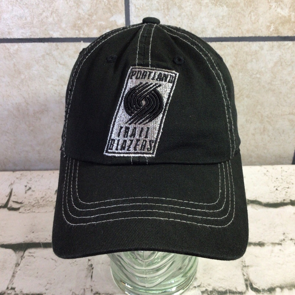 NBA Portland Trail Blazers Hat Mens OSFA Black Silver Adjustable Ball Cap